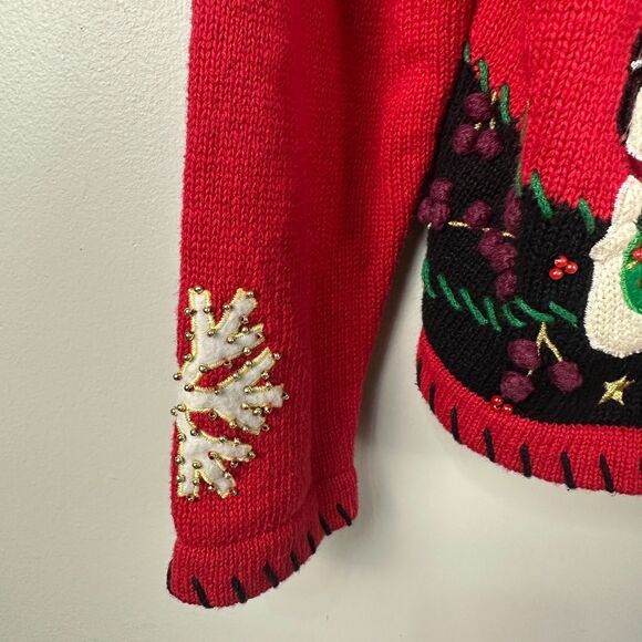 Vintage Studio Fa La Womens Small Holiday Cardigan Sweater Snowman Winter - Picture 4 of 5